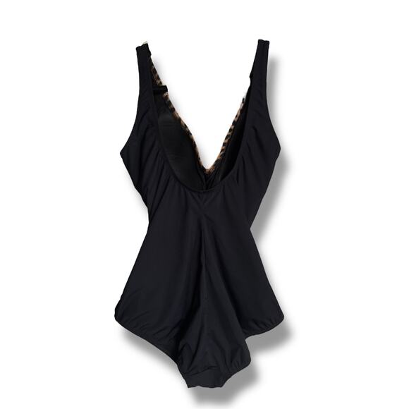 Gottex Leopard Print Surplice One Piece V-Neck Leopard Print Swimsuit 16 - Picture 3 of 7